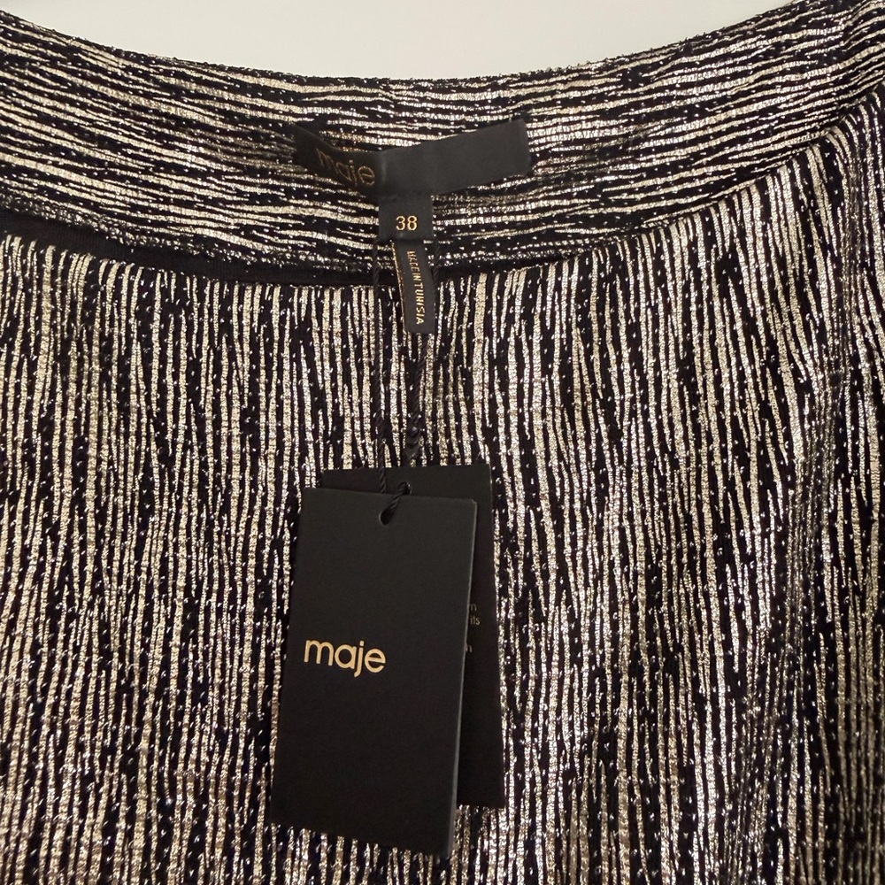 NWT Maje ‘Rilexy’ Metallic Stretch Long Sleeve Dress - Picture 4 of 6
